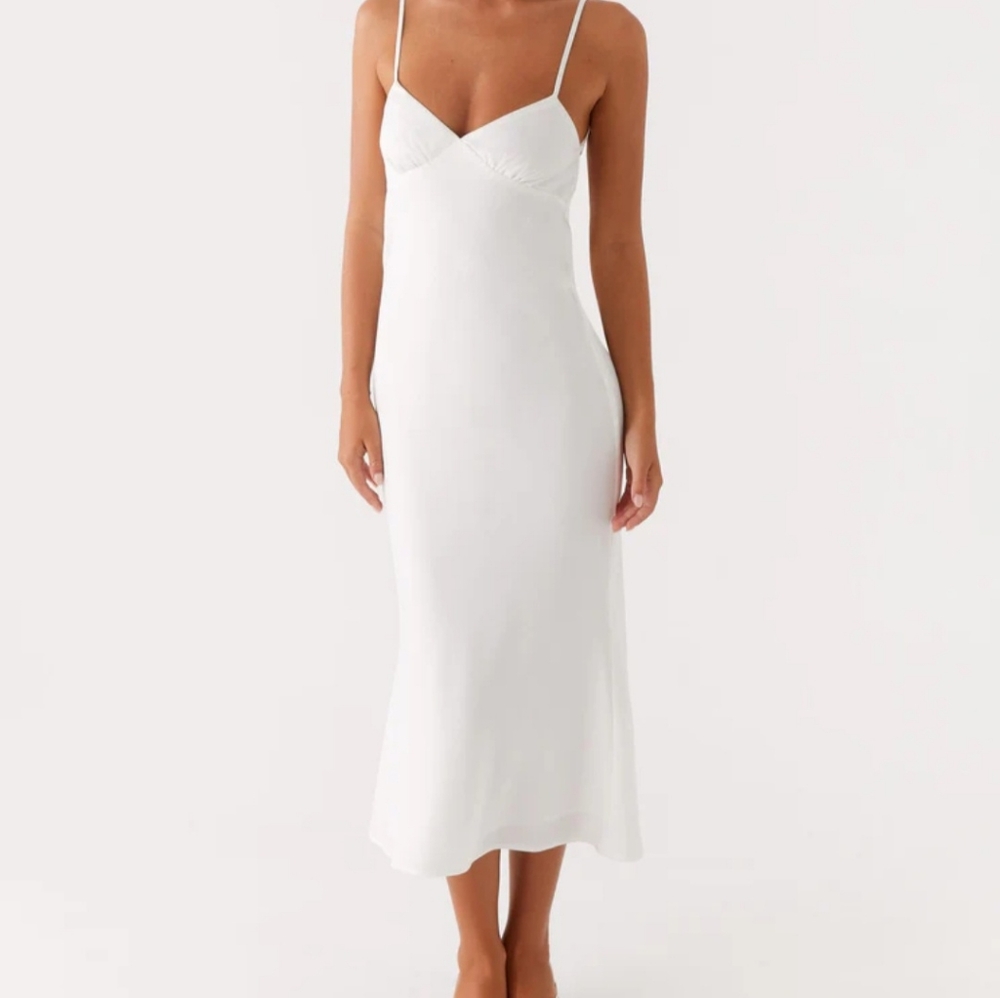 Peppermayo White Chemise Sleek Midi Dress
